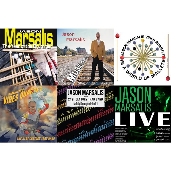 Jason Marsalis Gift Pack Cover Art depicting all six of Jason Marsalis's albums