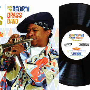 Product Image of the Vinyl LP Throwback by Kermit Ruffins with a black vinyl LP